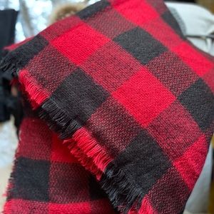 Red Buffalo check blanket scarf